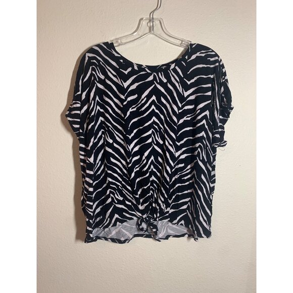 Apt. 9 Tops - Apt. 9 Zebra Print Blouse Business Casual Animal Stripes Black Size PXXL Petite